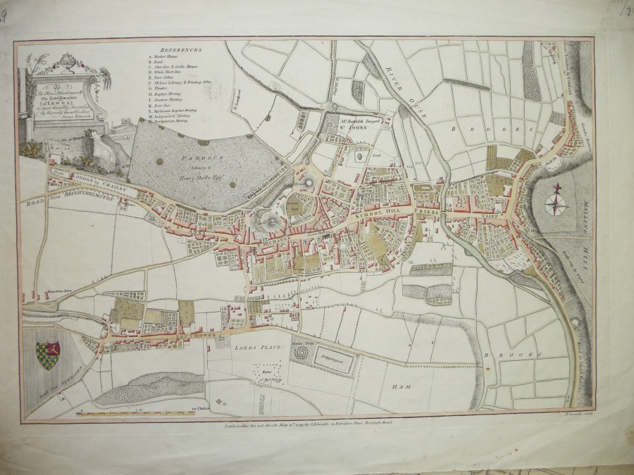 Lewes town plan 1799, by Edwards