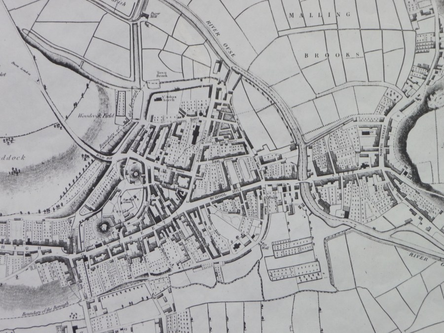 Lewes map 1824 (detail), by Figg