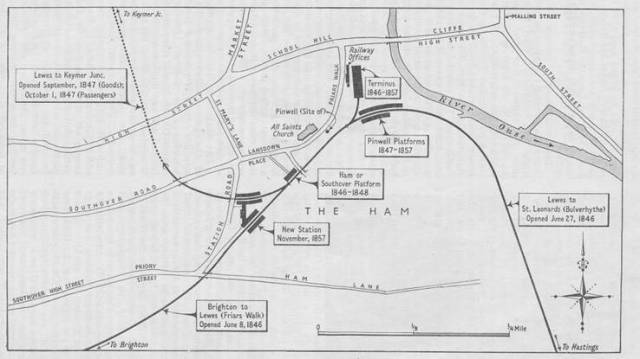 Lewes Station arrangements 1847-1857