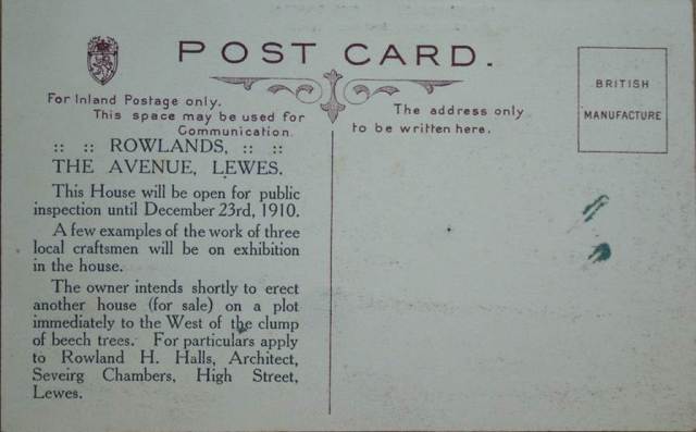 Rowlands, The Avenue, Lewes, advertising postcard