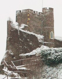 Lewes Castle in snow