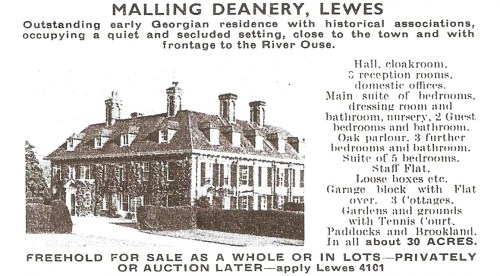 Rowland Gorringe ad Malling Deanery sale Country Life 1969