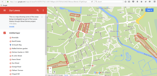 Google Lewes street stories map