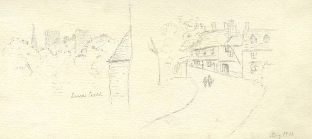 lewes-castle-and-swan-inn-southover-1912-sketches