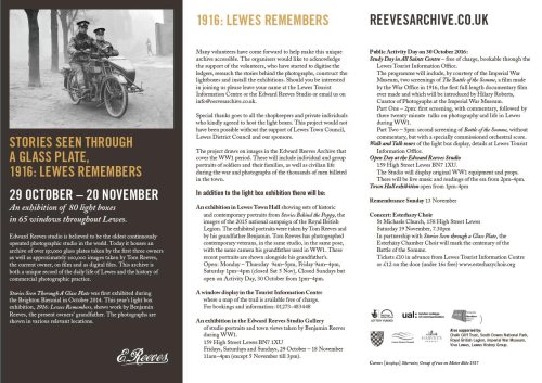 Stories Seen Through a Glass Plate exhibition: 1916 Lewes Remembers leaflet