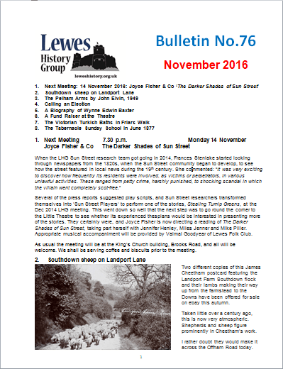 Lewes History Group Bulletin front page