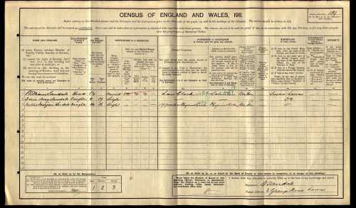 Sandals family 1911 Census, 2 Grange Road