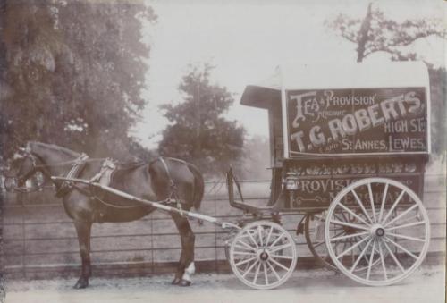 T.G. Roberts' horse drawn delivery van, Lewes, Edwardian photo