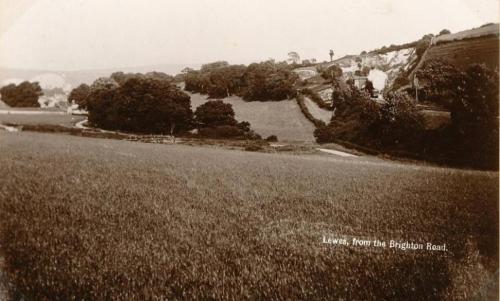 Lewes from the Brighton Road, A.H. Homewood postcard