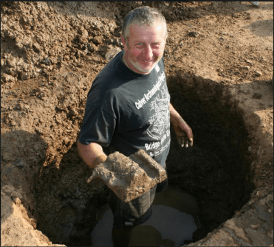 Rob Wallace with Roman timber