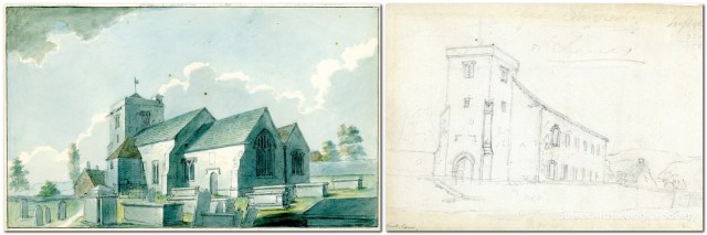 Lewes All Saints Church before and after building of new nave