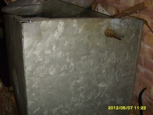 Old water tank with German signature