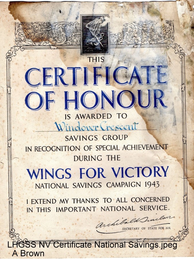 Lewes, Nevill 1943 National Savings Certificate