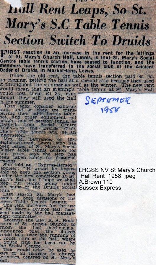 Lewes, Nevill 1958 September St Mary's Church Hall rent