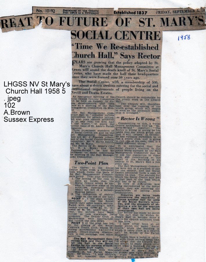 Lewes, Nevill 1958 St Mary Church Hall annual report 2