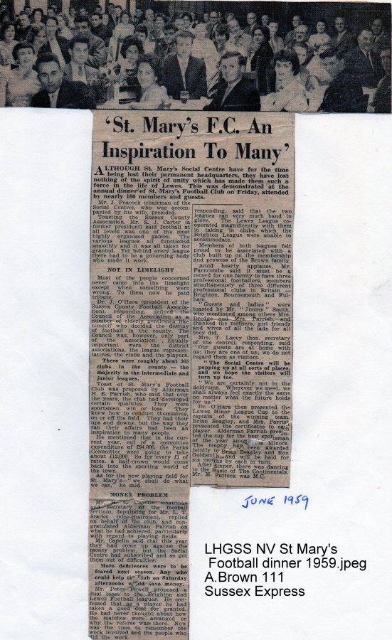 Lewes, Nevill 1959 June St Mary's Football dinner