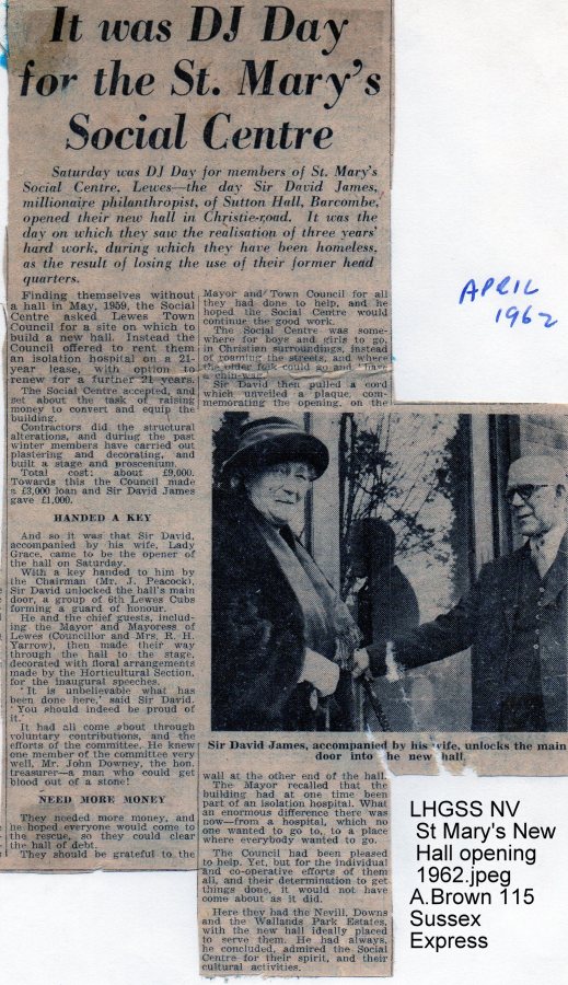 Lewes, Nevill 1962 April, St Mary's New Hall opening
