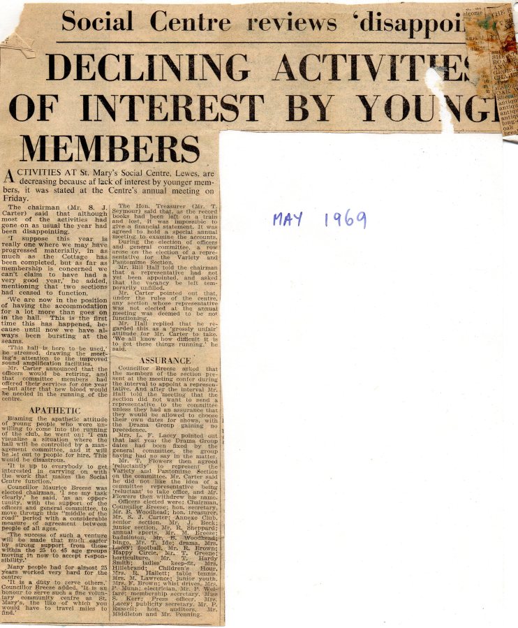 Lewes, Nevill 1969 St Mary's Social Centre AGM