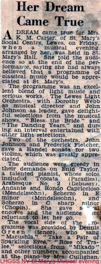 Lewes, Nevill Musical evening St Mary's Church Hall 1