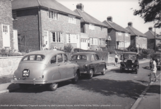 Cars in Hamsey Crescent, Lewes, 1950s