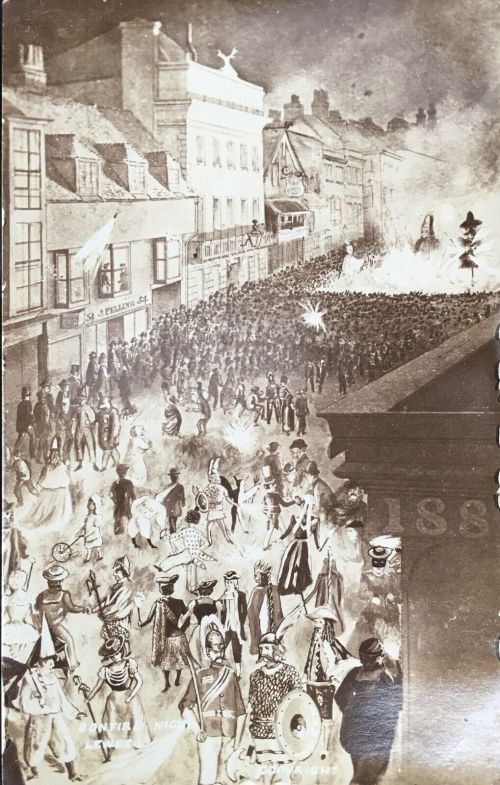 Edwardian Bonfire in Lewes High Street