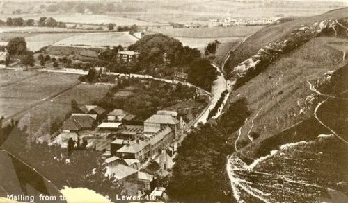 Malling mill from the Coombe, postcard