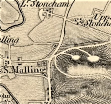 Mill Road, Lewes, map, OS 1 inch First Series 1813