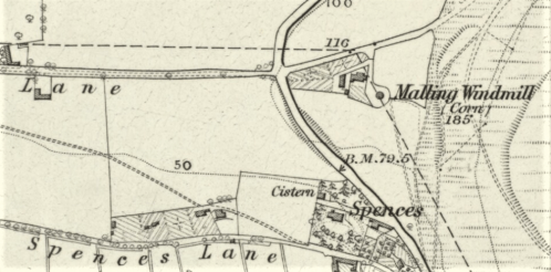 Mill Road, Lewes, map, OS 6 inch 1878