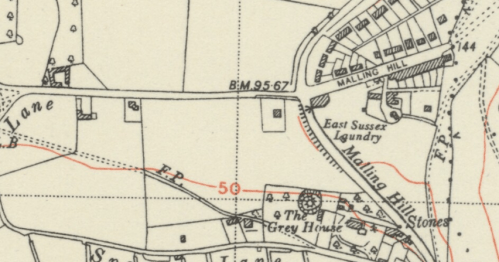 Mill Road, Lewes, map, OS 6 inch 1950