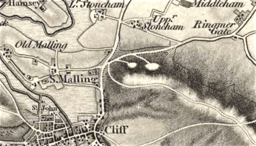 Extract of 1 inch OS Map, First Series, Lewes, 1813