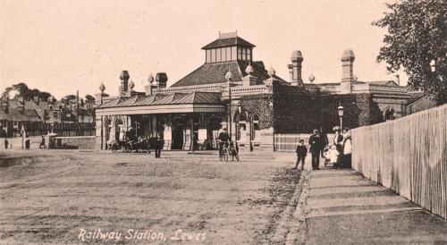 Lewes railway station, Carlton Series postcard, postmarked 1918