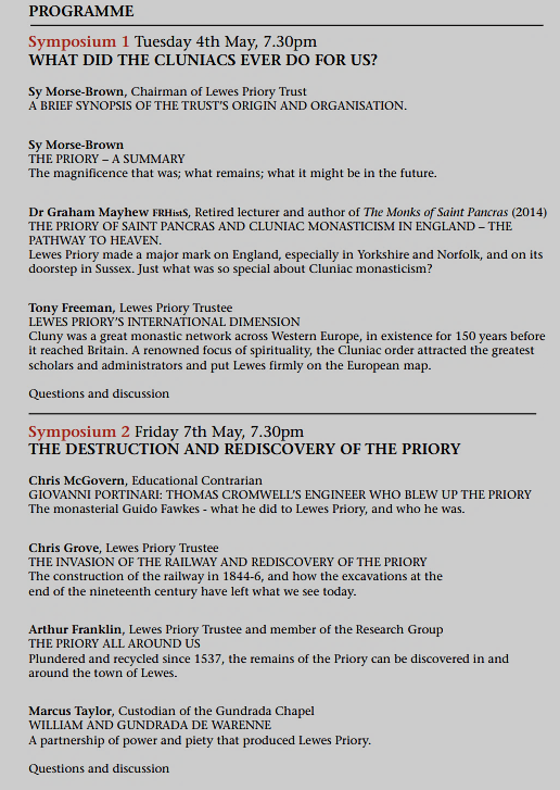 Lewes Priory Trust Symposia programme 1