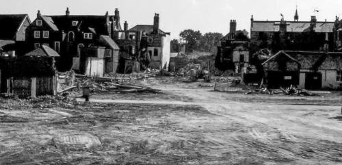 After demolition of embankment carrying Lewes-Uckfield railway