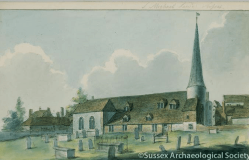 St Michael's Church, Lewes, by Henry Petrie, c.1806
