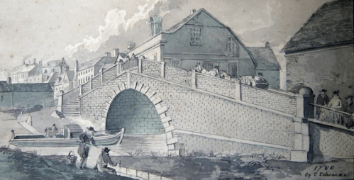 Lewes Bridge Sussex 1791, possibly by E. Edwards, crop