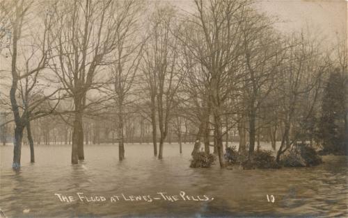 The Pells, Lewes flood 1909, Press Photo Company postcard