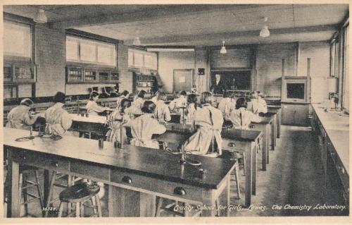 Lewes County School for Girls - Chemistry Laboratory, Marshall, Keene & Co postcard