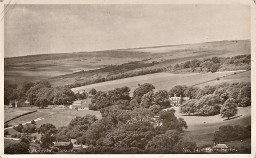 Ashcombe House and Farm, W.E. Baxter postcard mailed from Lewes 1917