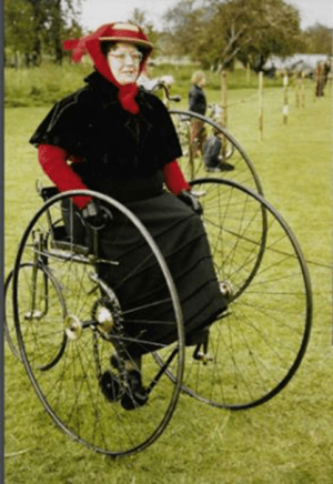 Dr Rigden's tricycle with rider