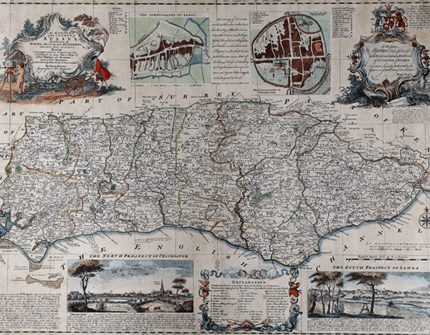 Emmanuel Bowen's 1750 map of Sussex