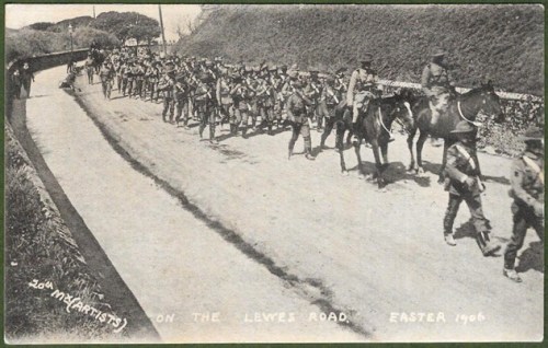 Middlesex Regiment Artists Rifle's marching down Malling Hill, Easter 1906