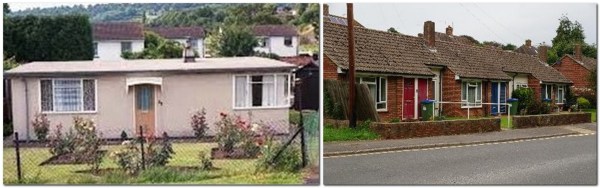 Seco prefab, and bungalows on Winterbourne Lane, Lewes