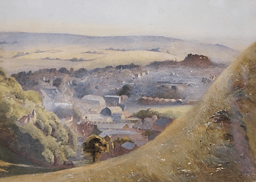 View from the Coombe, Lewes, watercolour by Edward Stanley Inchbold
