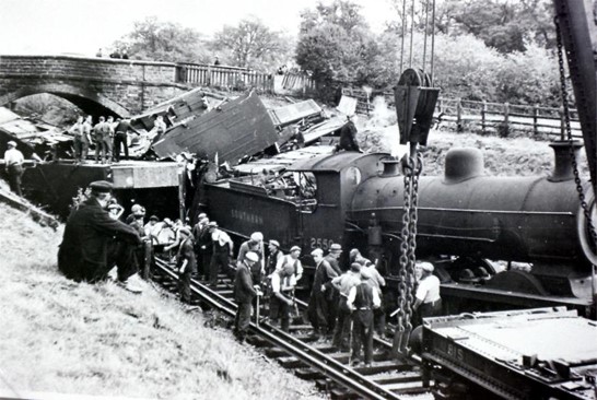 Train bombed in October 1940 by Luftwaffe