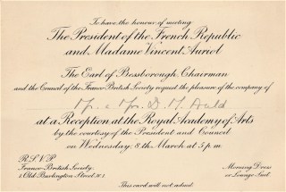 Parent's invitation to Royal Academy