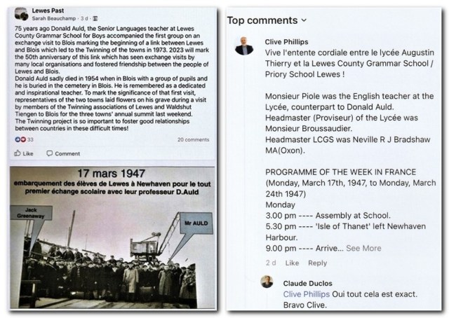 Boat to France, 1947, and Programme for week in France, 1947, both from Lewes Past